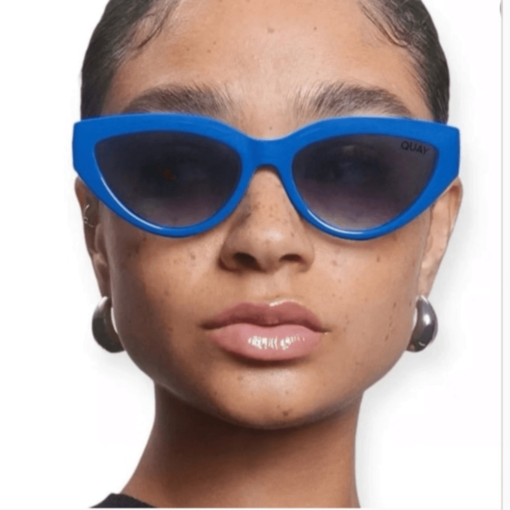 NEW! Rare Quay Australia Narrow Down Cornflower Blue Cat Eye Sunglasses